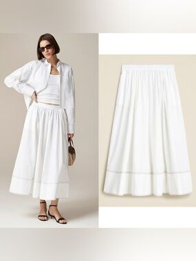 JCrew Poplin White Maxi Skirt
